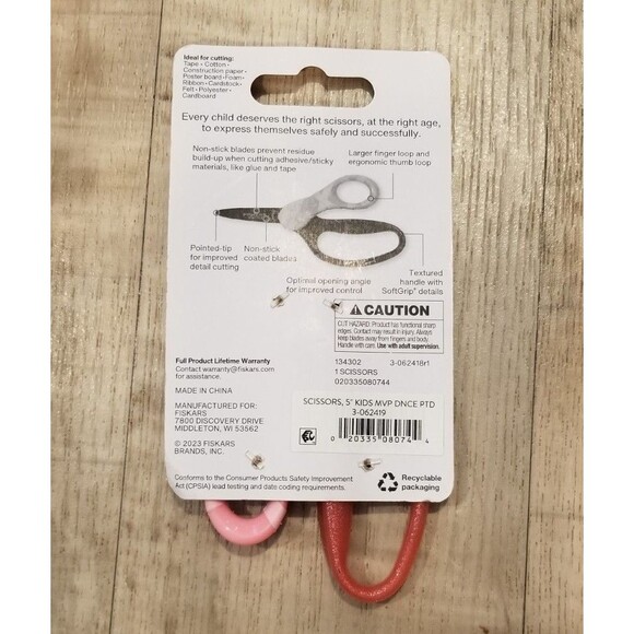 "Fiskars 5'' Kids Scissors - Pointed Tip - Ballerina Design (Ages 4-7)" - Picture 2 of 2